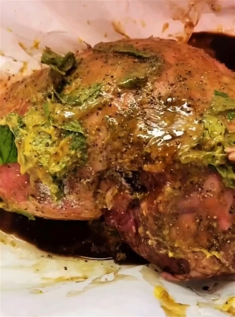 Image of add all ingredients on top of the lamb roast