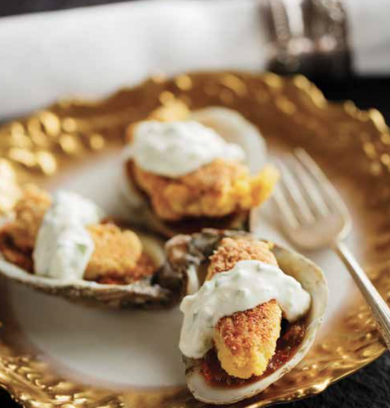 Corn Fried Oysters With Jalapeno Cream