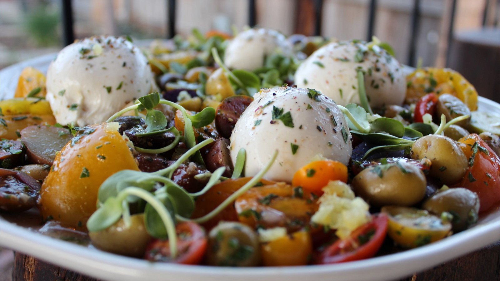 Image of Mixed Potato & Heirloom Tomato Salad with Shallot Vinaigrette