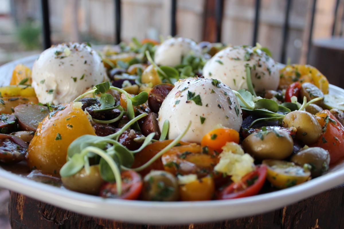 Mixed Potato & Heirloom Tomato Salad with Shallot Vinaigrette