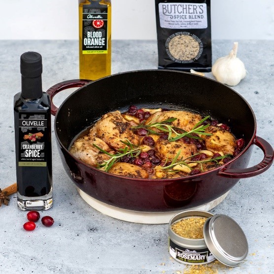 Image of ONE PAN CRANBERRY & GARLIC BRAISED CHICKEN