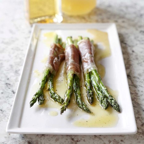 Image of PANCETTA-WRAPPED ASPARAGUS WITH CITRUS VINAIGRETTE