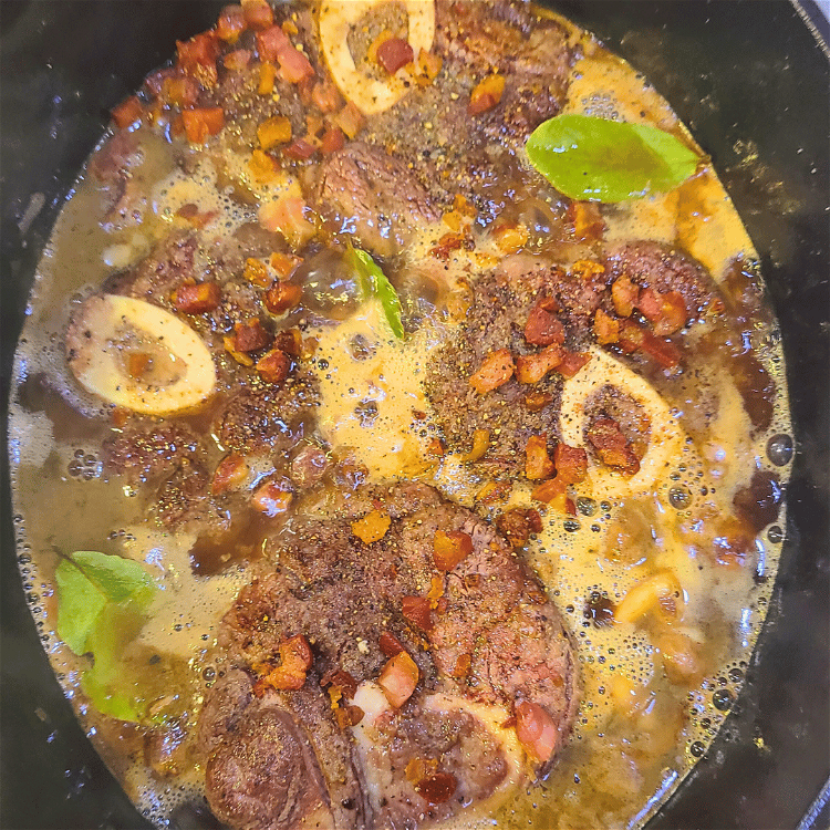 Image of Return the bison and the pancetta to the pan. Add...