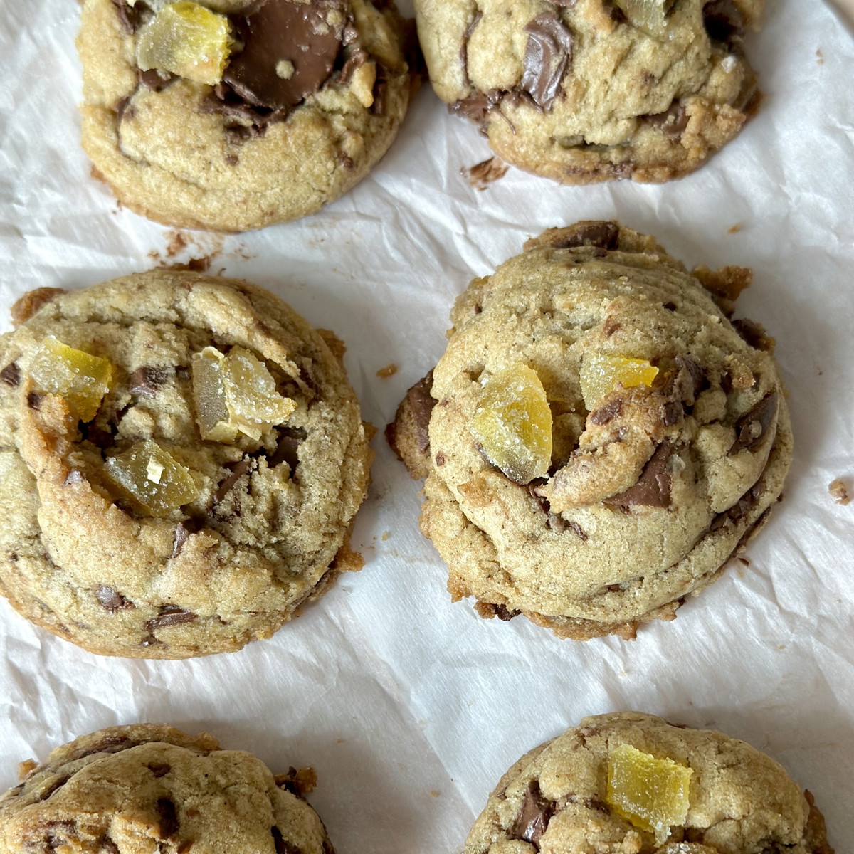 Candied Ginger Chocolate Chunk Cookies