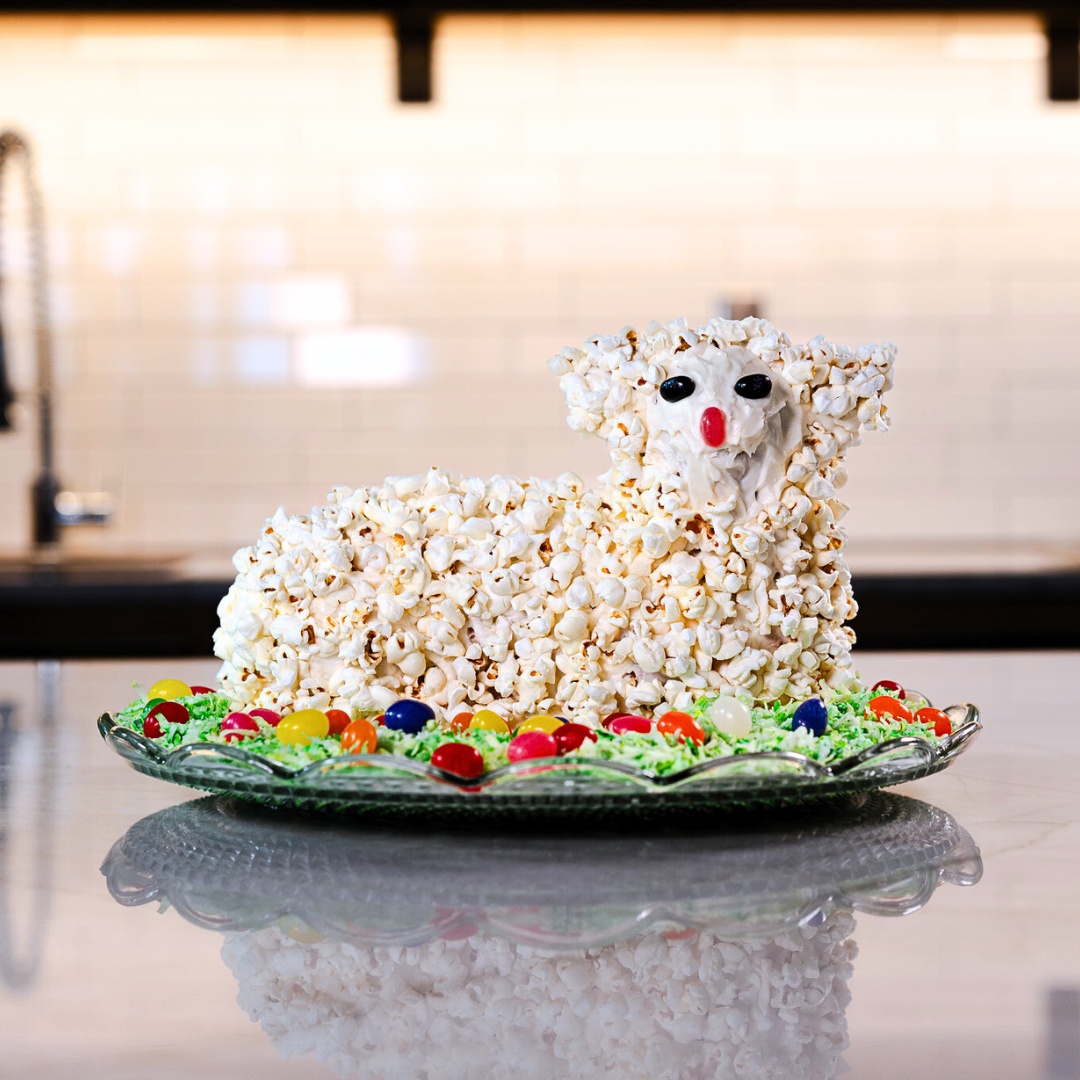 Easter Lamb Cake with Popcorn Wool