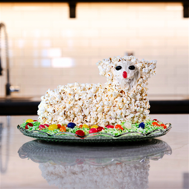 Image of Easter Lamb Cake with Popcorn Wool