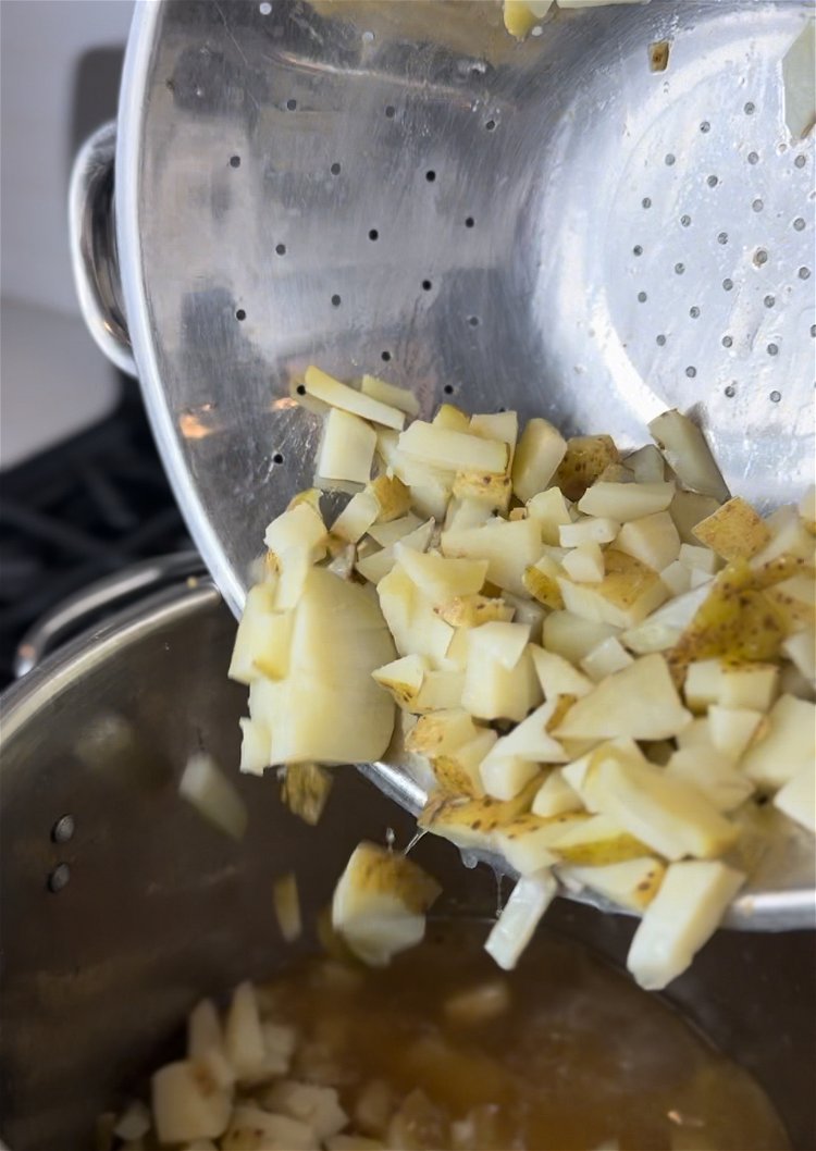 Image of Dice potatoes and boil until al dente. While they are...