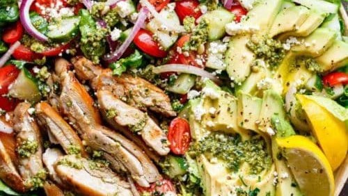 Image of Grilled Chicken Salad with Pesto and Mozzarella