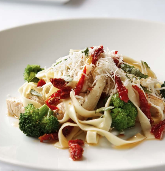Sun-dried Tomato Linguine with Chicken and Broccoli