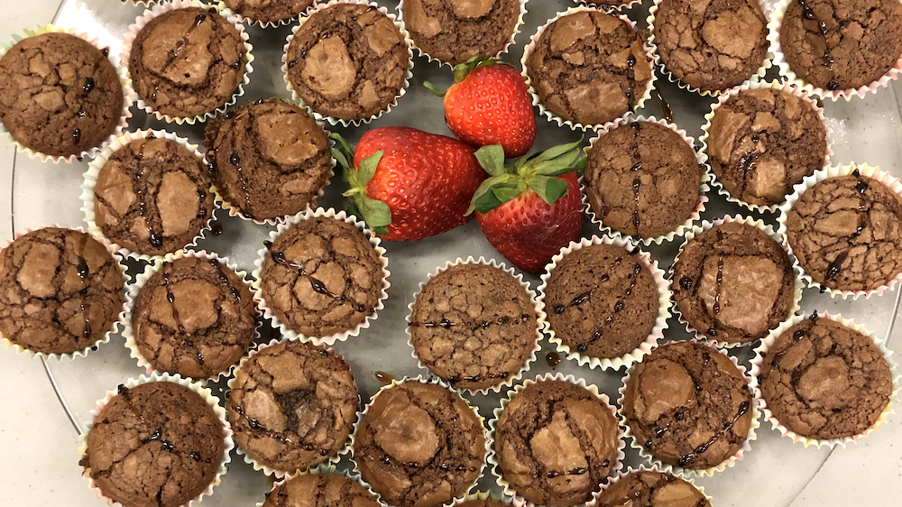 Blood Orange Brownies with Raspberry Balsamic Reduction