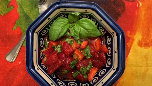 Image of Strawberrys with Basil and Vanilla Balsamic