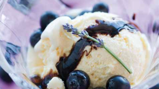 Image of Macerated Berries Over Ice Cream