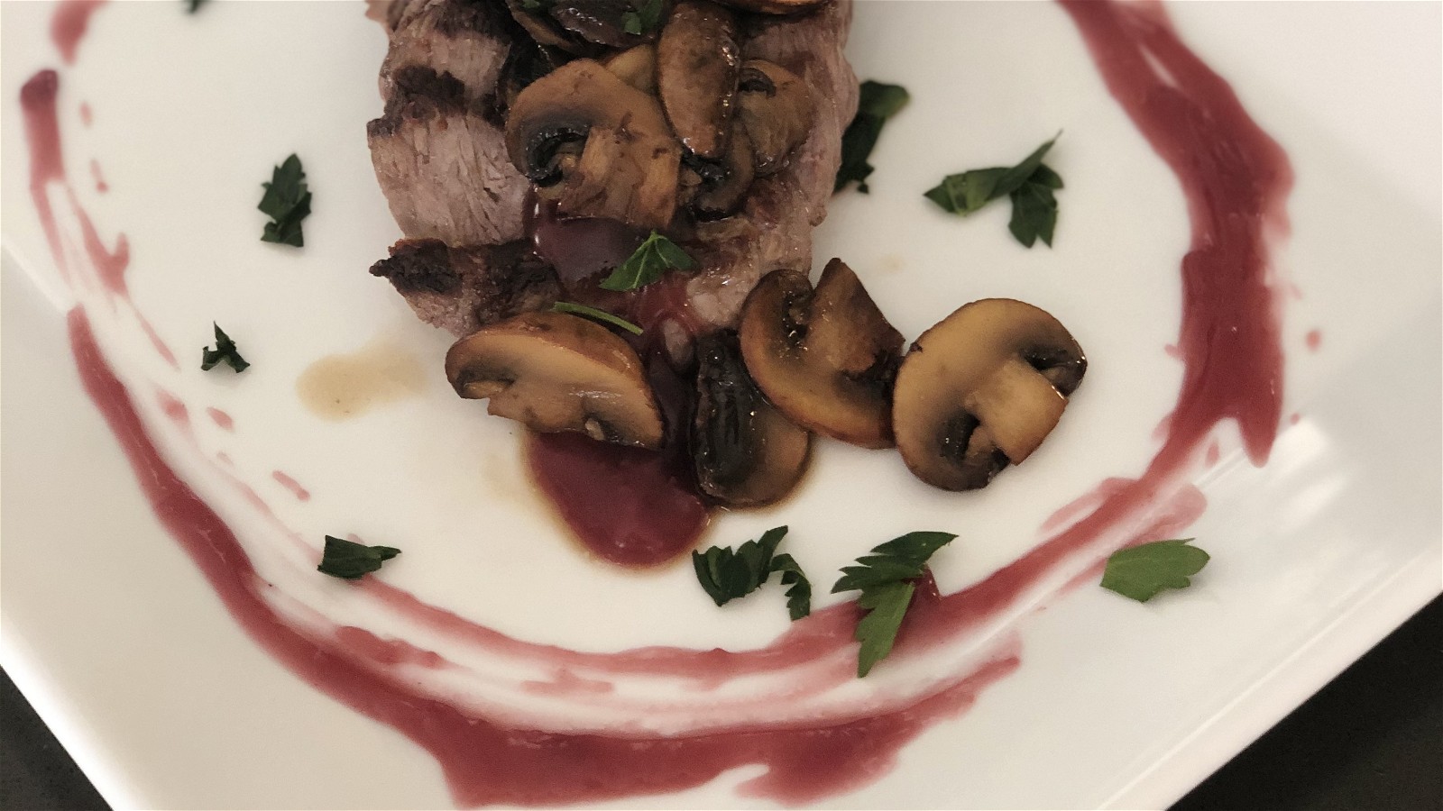 Image of Beef Tenderloin with Porcini and Plums