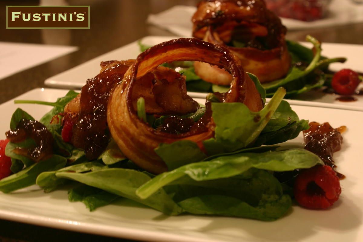 Warm Spinach Salad with Raspberry Mustard Dressing