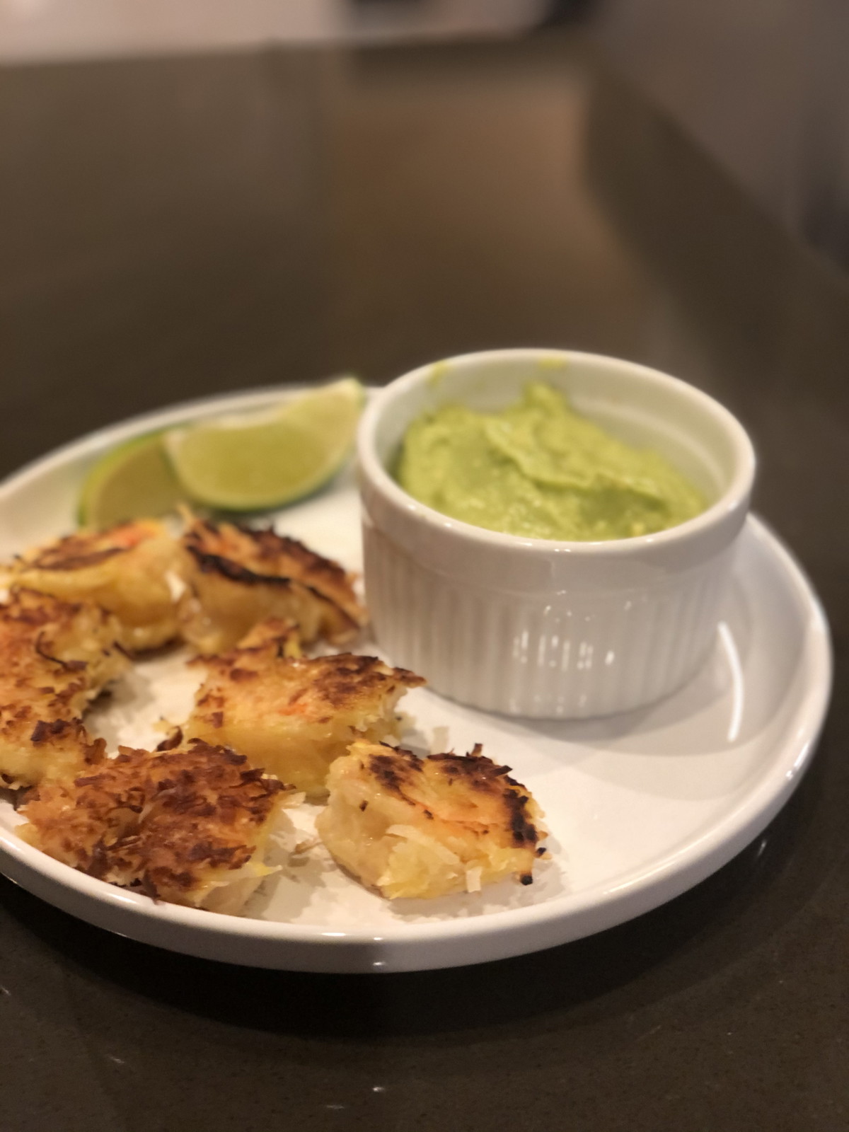 Coconut Lime Shrimp with Avocado Puree