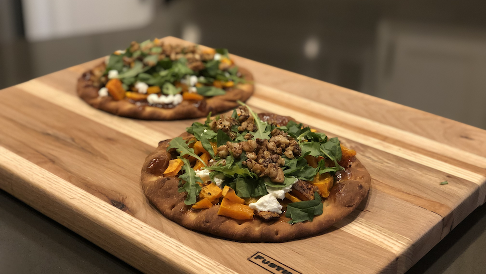 Butternut Squash Flatbread with Goat Cheese and Arugula