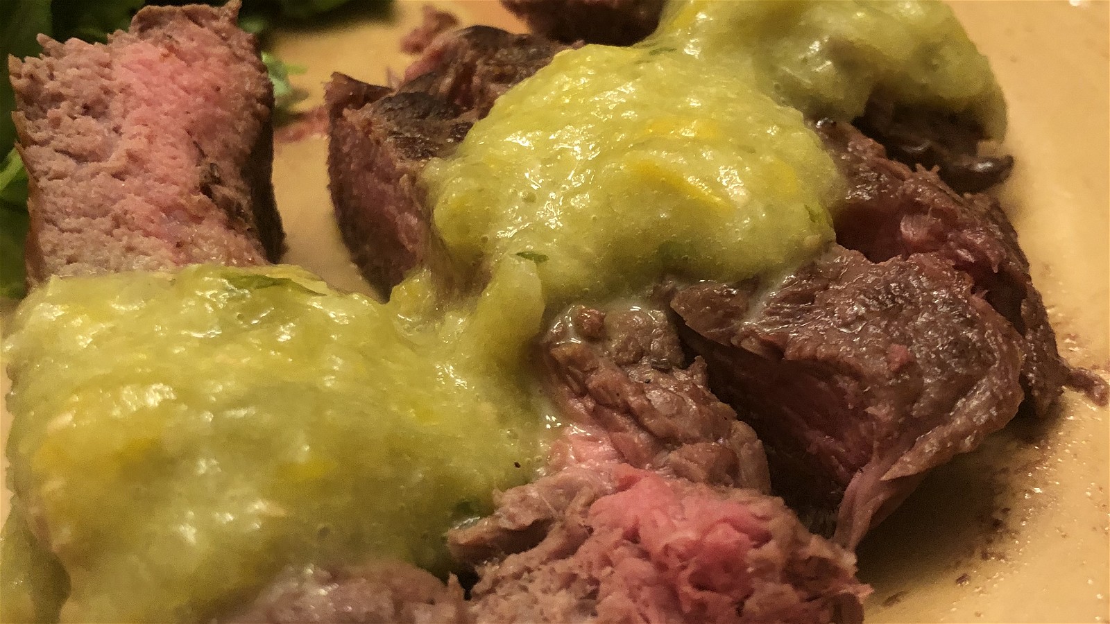 Cider Marinated Skirt Steak with Roasted Tomatillo Salsa