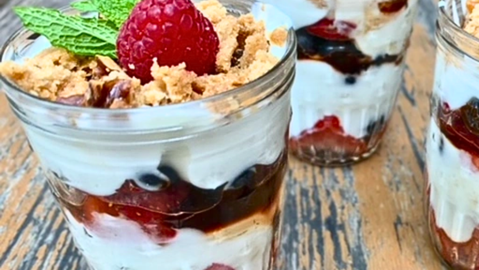 Fruit and Yogurt with Walnut Crumble
