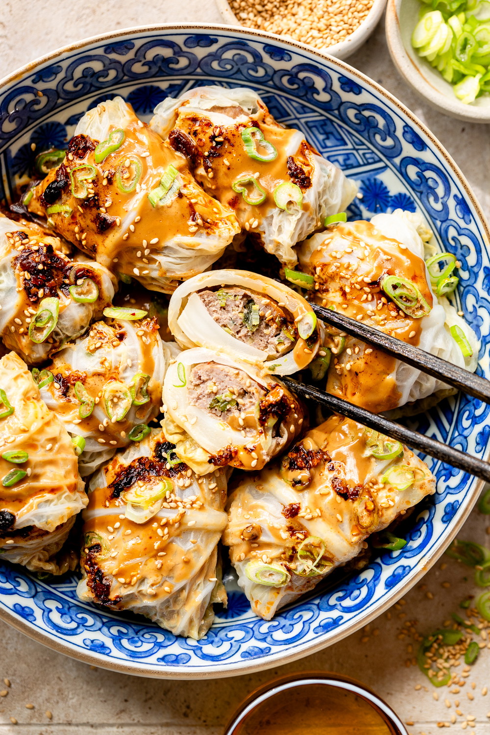 Creamy Sesame Cabbage Dumplings