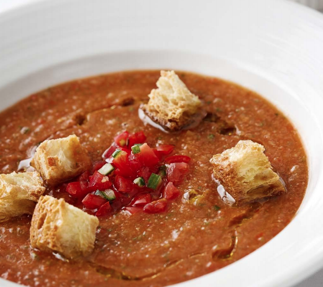 Gazpacho with Garlic Croutons