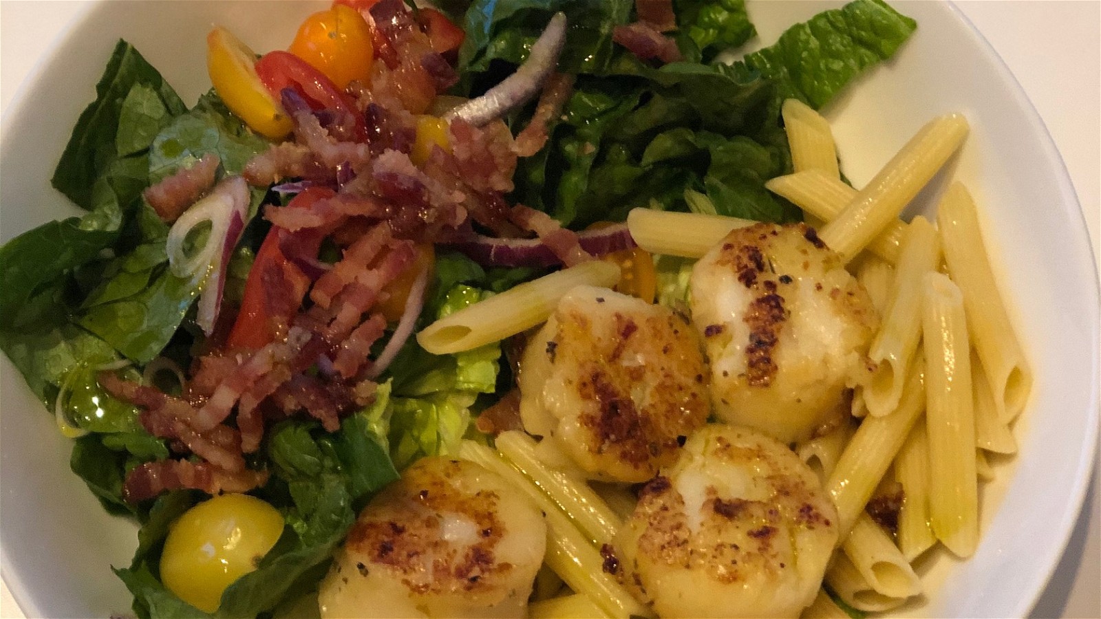 Image of Seared Scallop Salad and Pasta Bowl