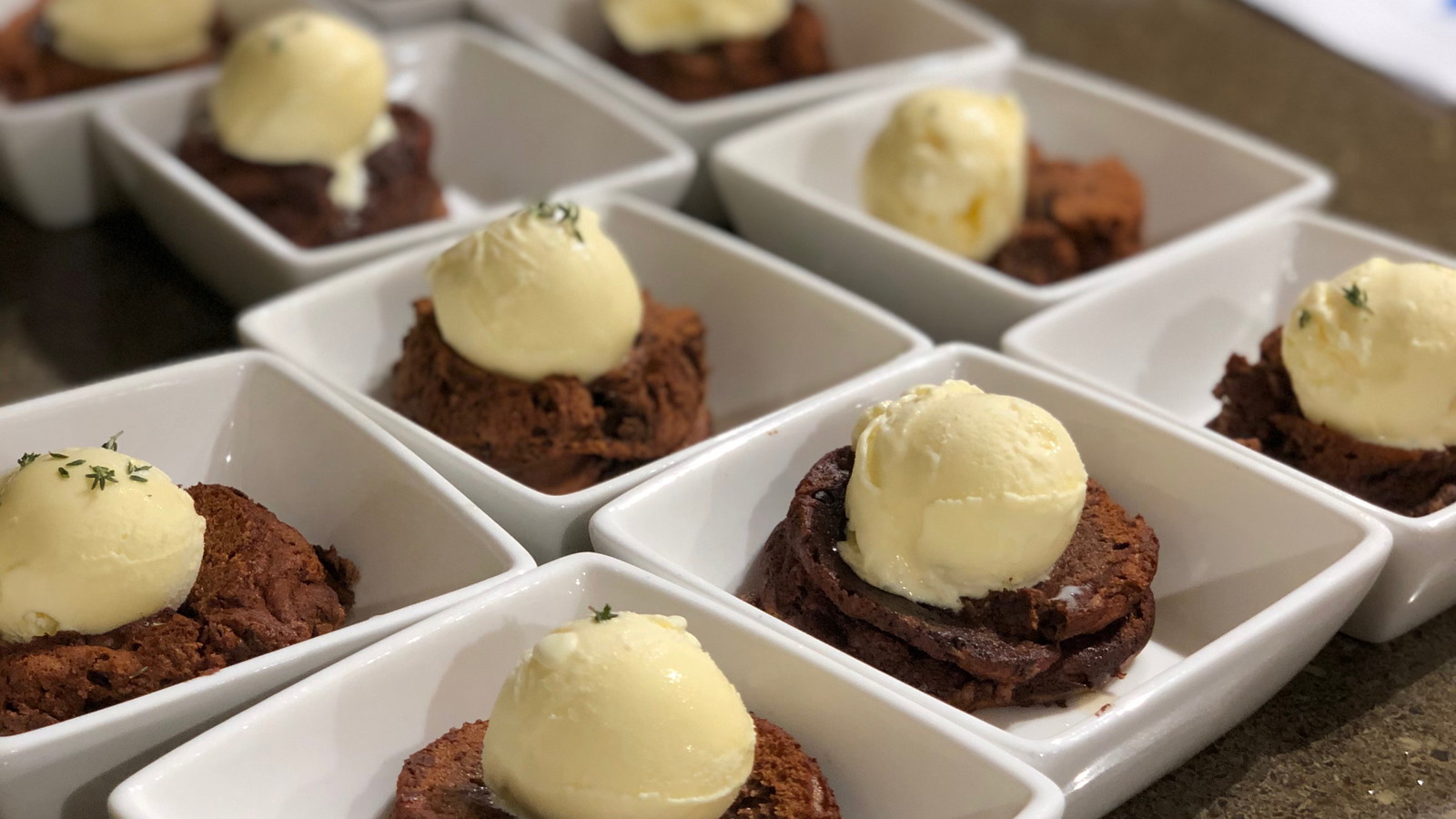 Chocolate Soufflé Cake with Thyme Balsamic Ice Cream