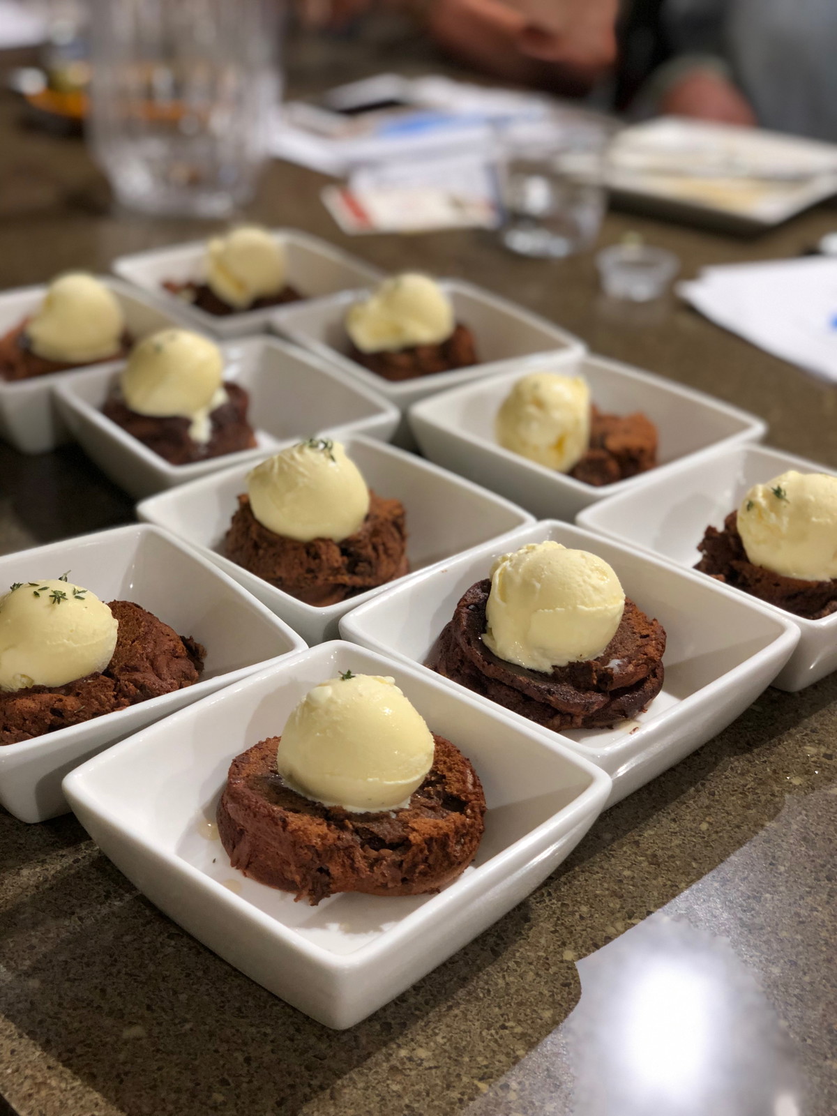 Chocolate Soufflé Cake with Thyme Balsamic Ice Cream