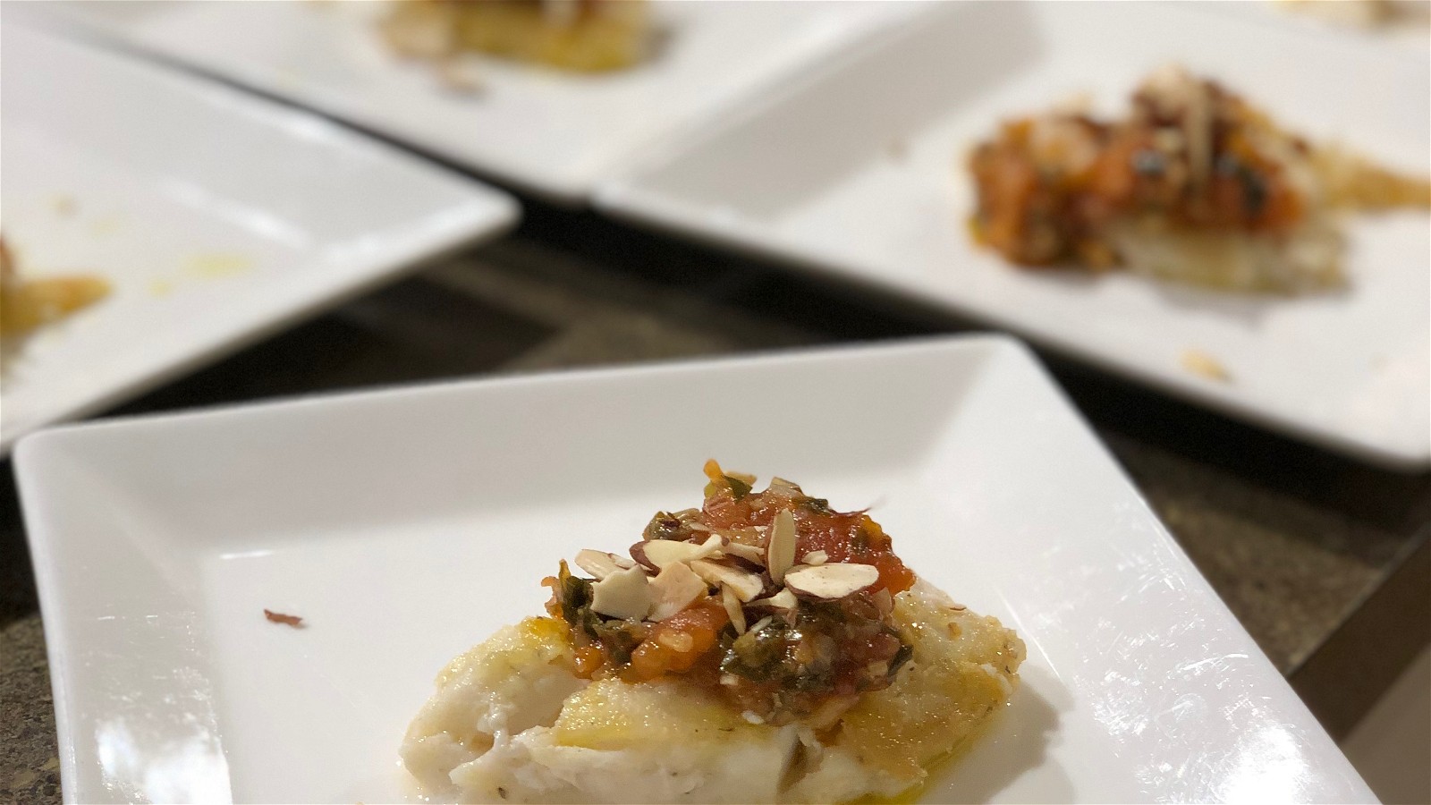 Image of Pan Fried Flounder with Estofado Almendrado