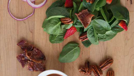 Image of Spinach Salad with Strawberries and Honeyed Pecans