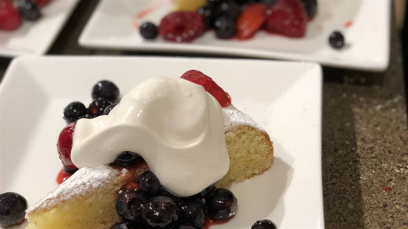 Image of Almond Cake with Warm Berry Compote