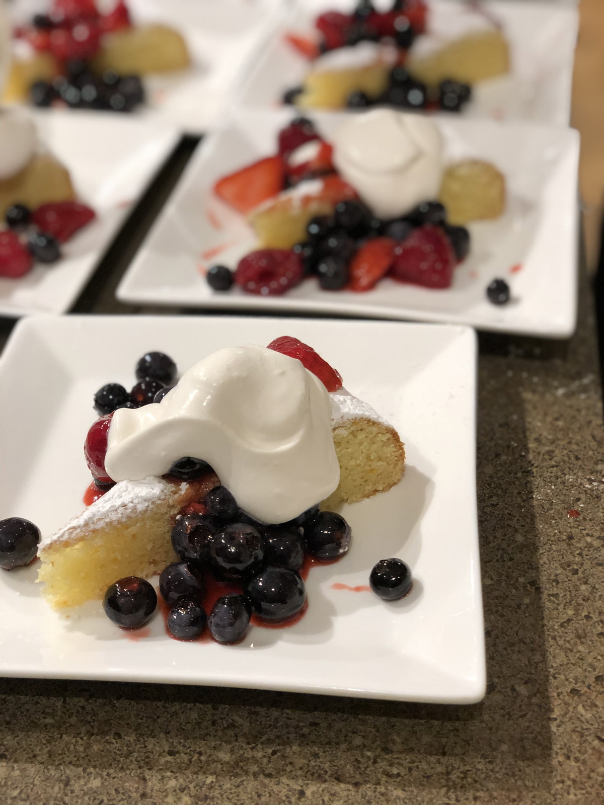 Almond Cake with Warm Berry Compote