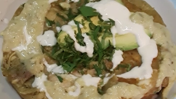 Image of Chilaquiles with Roasted Poblano and Tomatillo Sauce