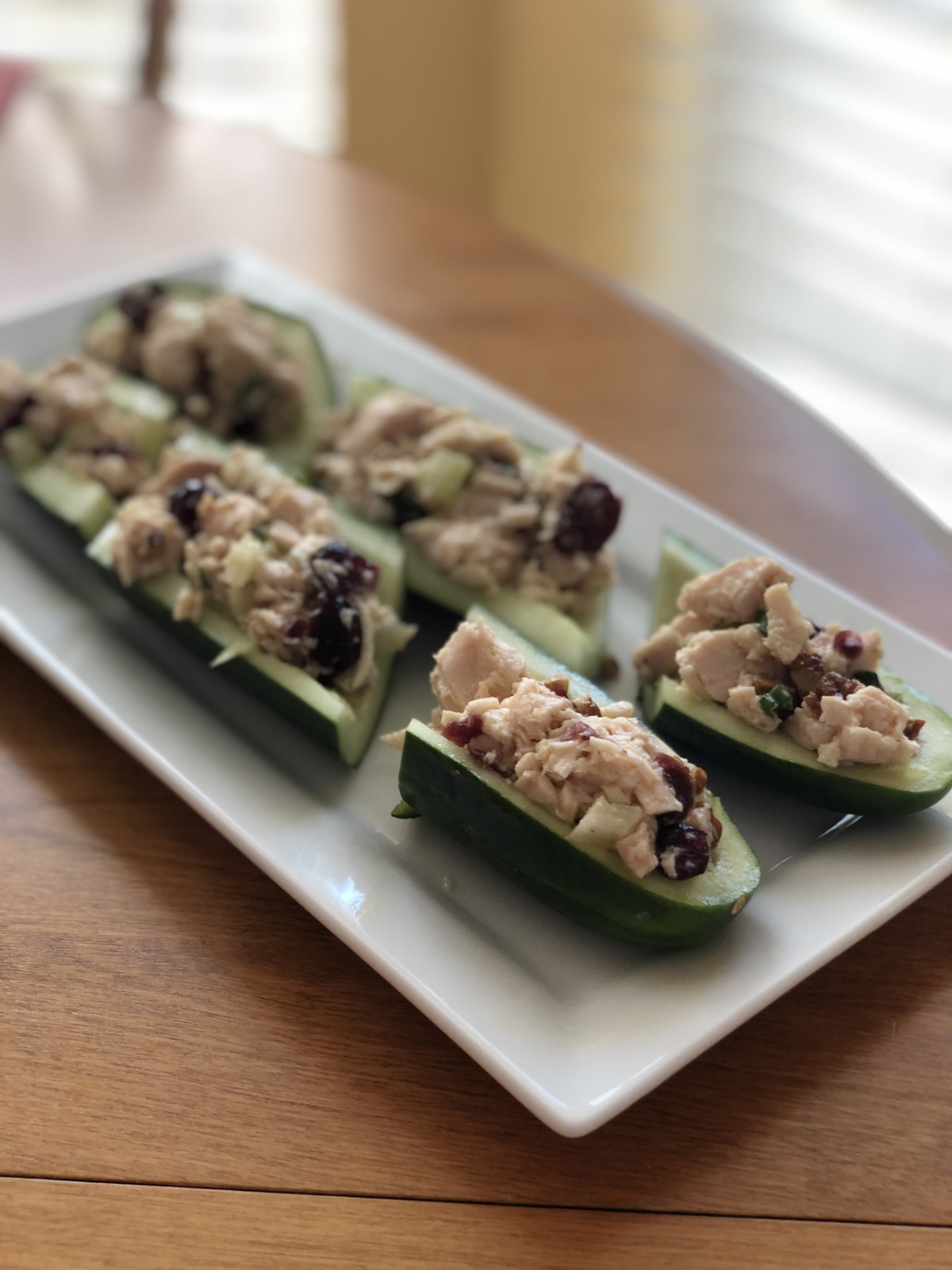 Honey Mustard Chicken Salad in Cucumber Cups