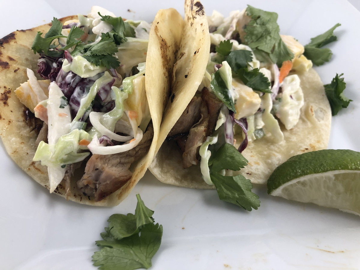 Pork Tacos with Spicy Mango Slaw