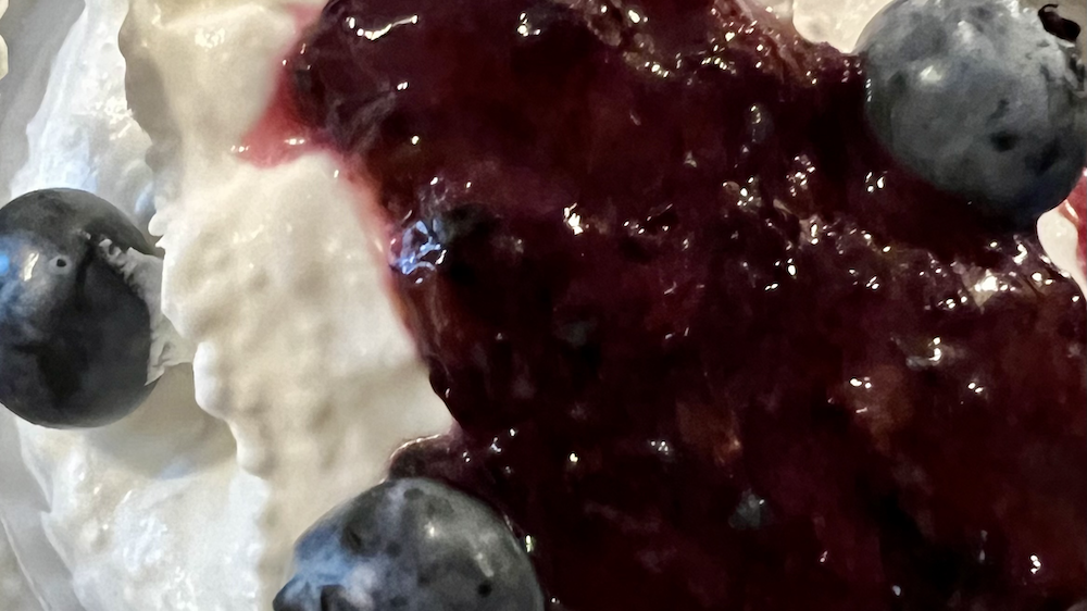 Cheesecake Mousse with Blueberry Sauce
