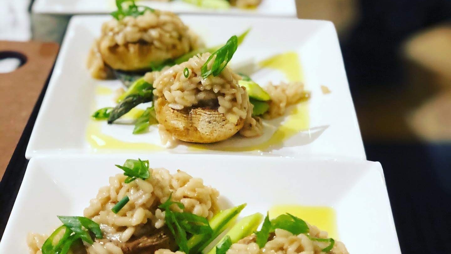 Image of Risotto Stuffed Mushrooms with Asparagus Slaw