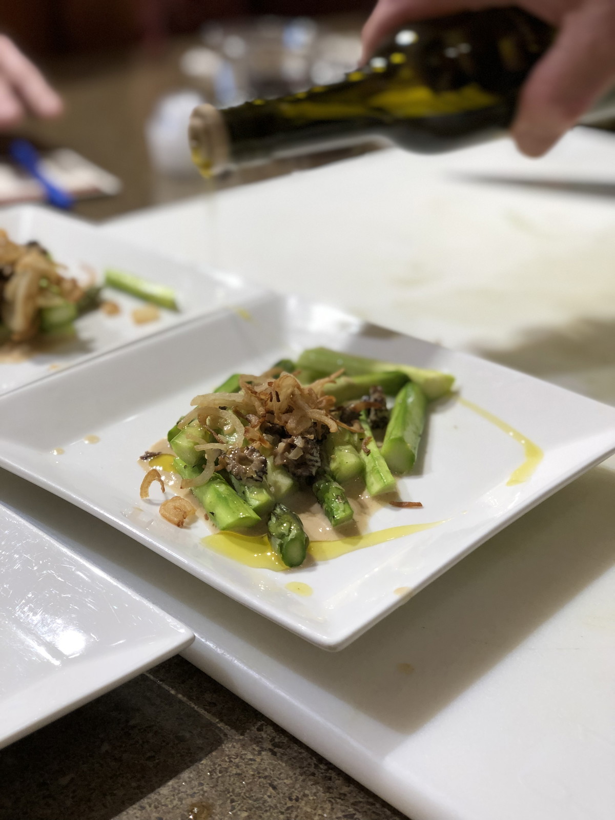 Pan Roasted Asparagus with Morel Cream Sauce