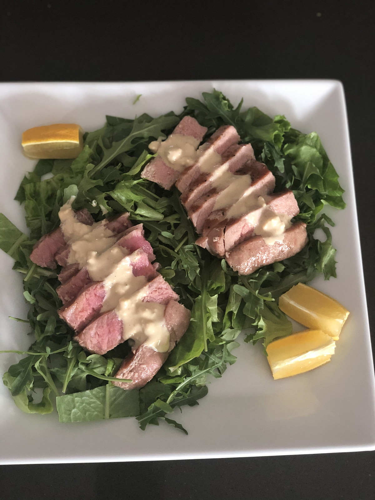 Grilled Tuna with Arugula and Blue Cheese Aioli