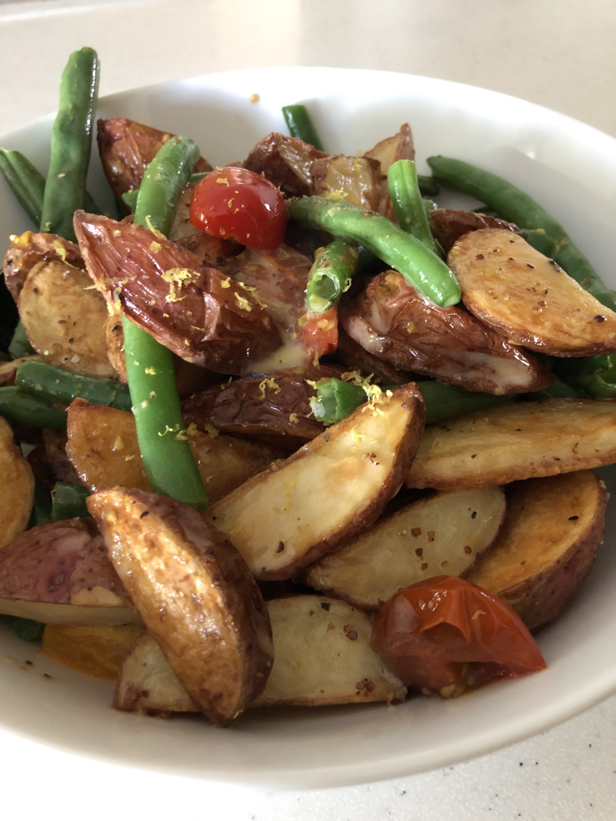 Roasted Potatoes, Beans and Tomatoes