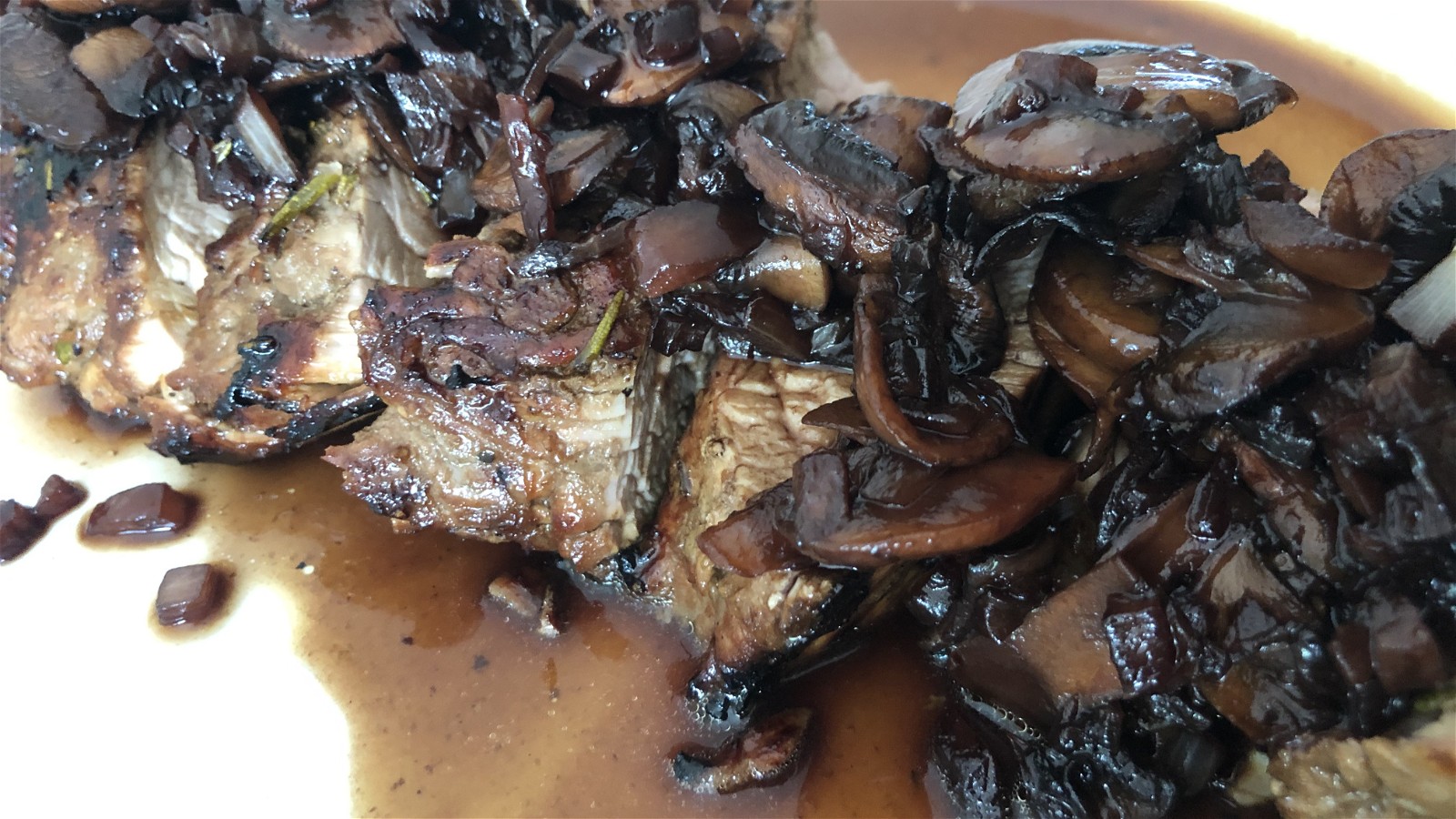 Image of Grilled Pork Tenderloin with Fig and Mushroom Agrodolce