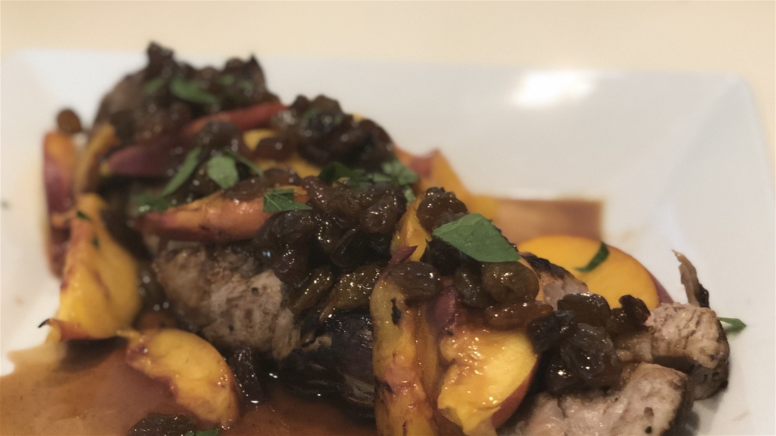Image of Spicy Pork Tenderloin with Grilled Stone Fruit Agrodolce
