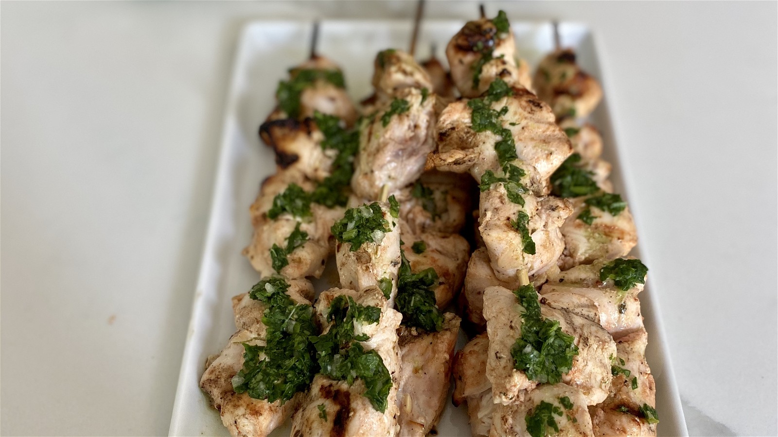 Image of Chicken Skewers with Cilantro Mint Sauce