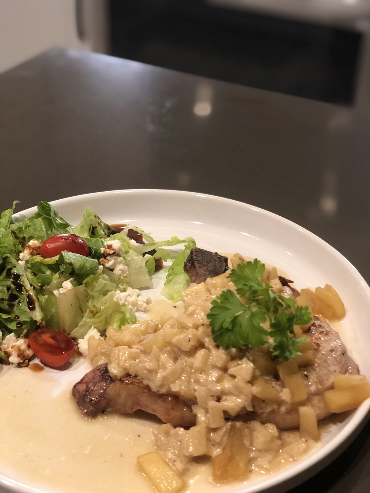 Oven Roasted Pork Chops with Apple Compote