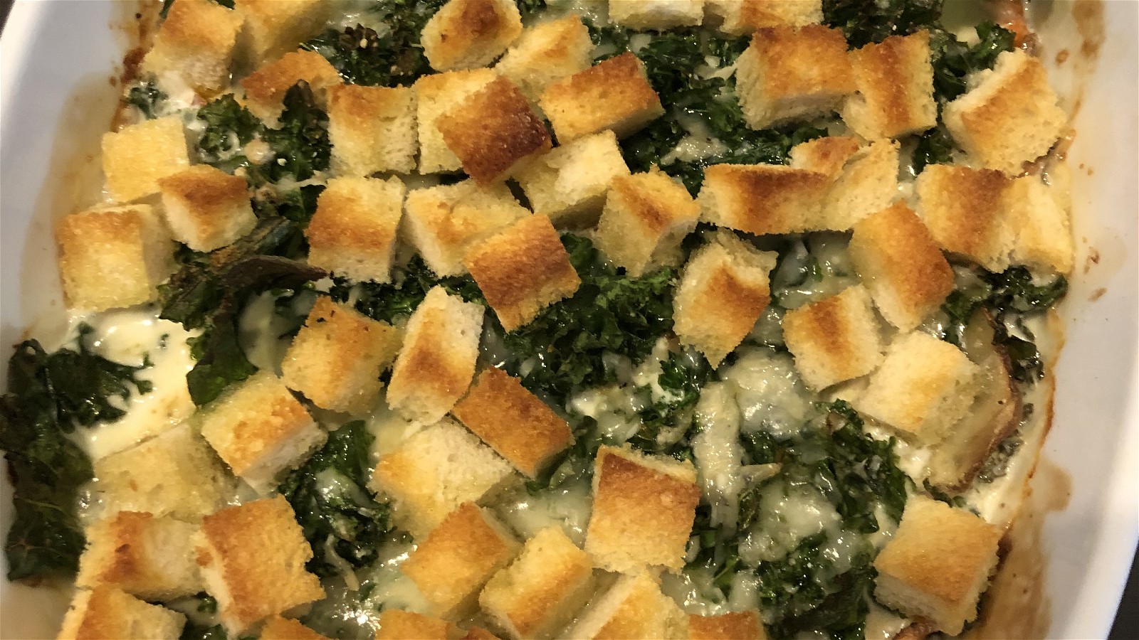 Cheesy Potato and Kale Gratin
