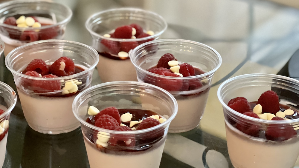 White Chocolate Mousse with Raspberry Sauce