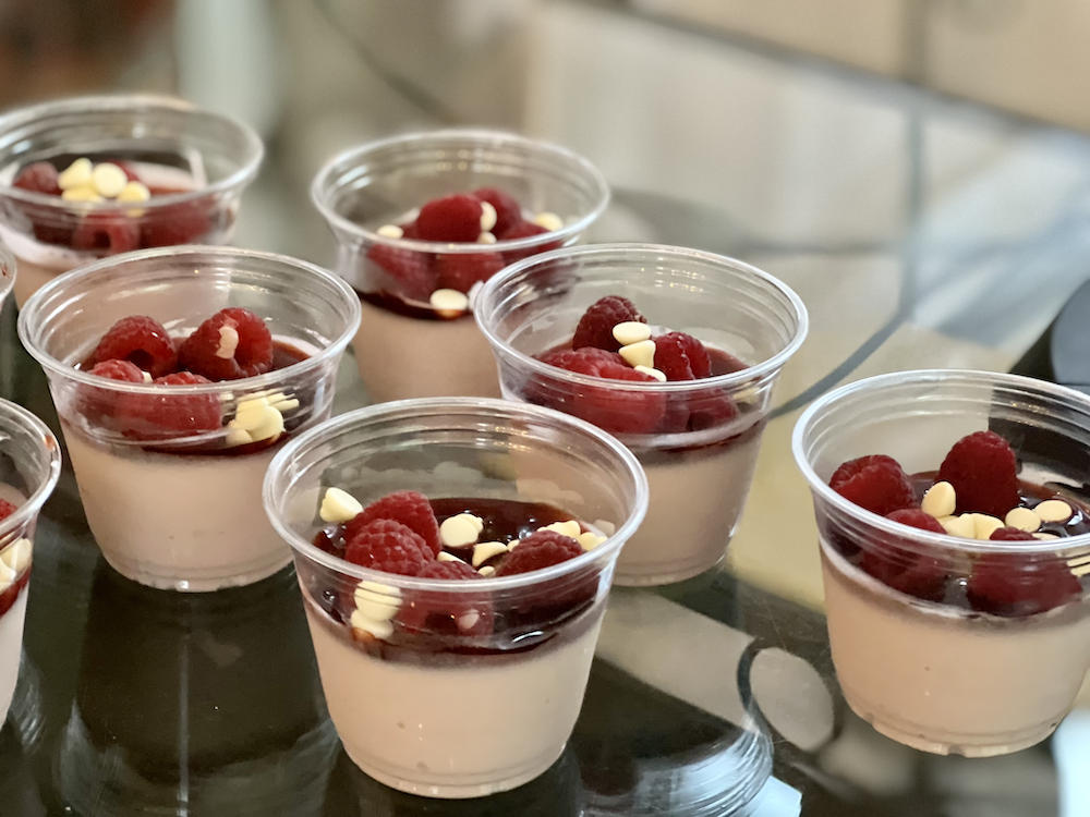 White Chocolate Mousse with Raspberry Sauce