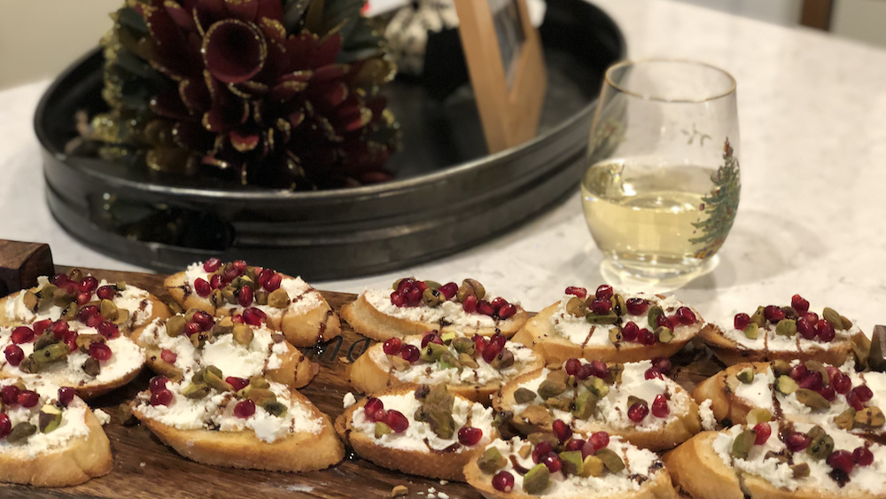 Pomegranate Pistachio Crostini