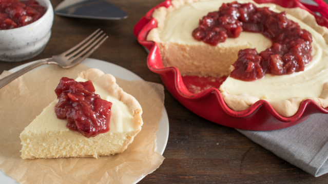 Eggnog Pie with Winter Fruit Compote