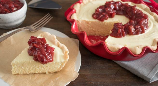 Eggnog Pie with Winter Fruit Compote