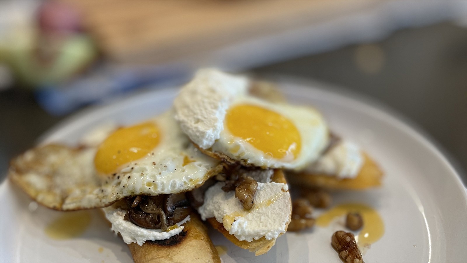 Image of Mushroom, Ricotta and Fried Egg Tartine